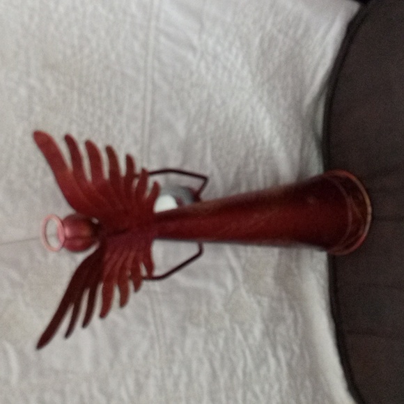 Red Angel Christmas Tree Candle Holder With Glass Cup With Candle - Picture 5 of 7